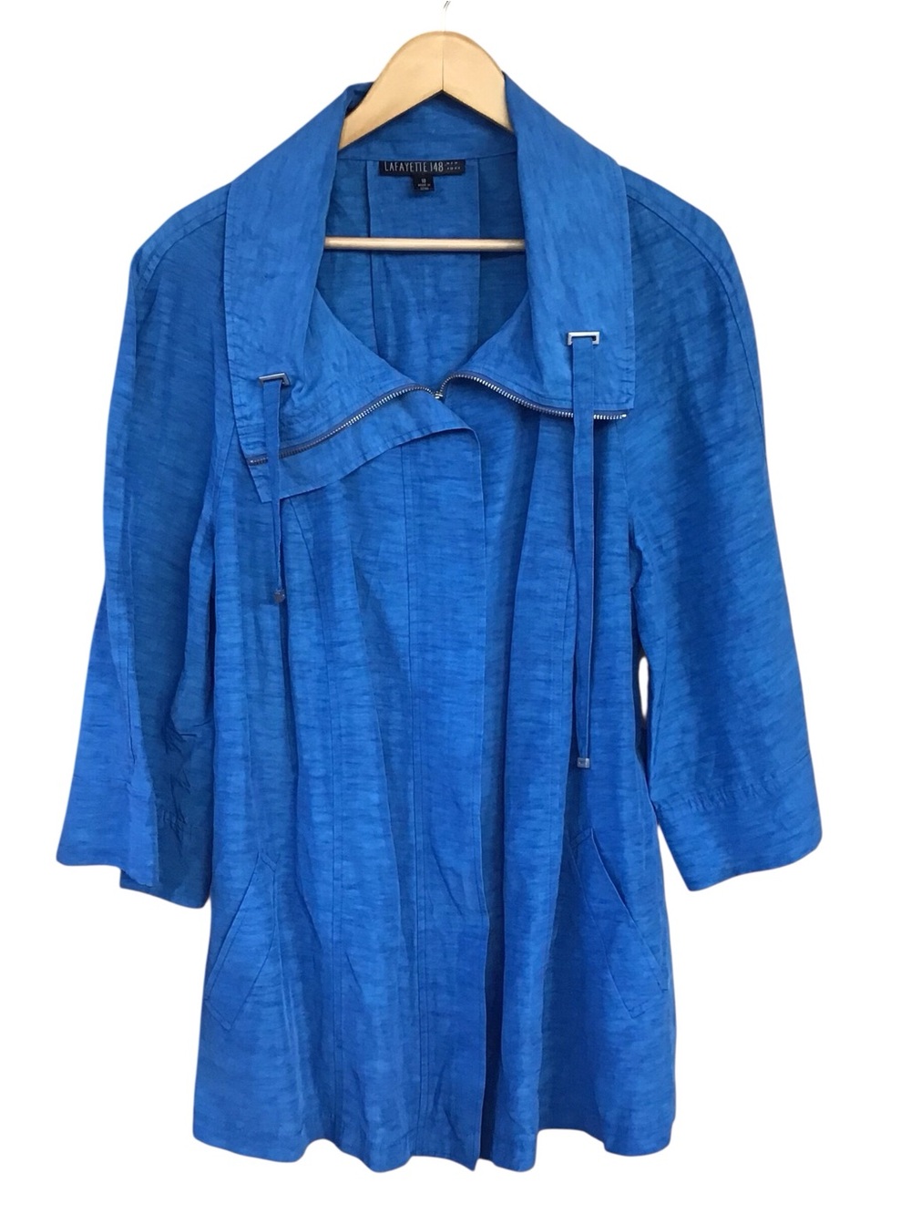 Lafayette 148 New York Blue Lagenlook Zippered Jacket